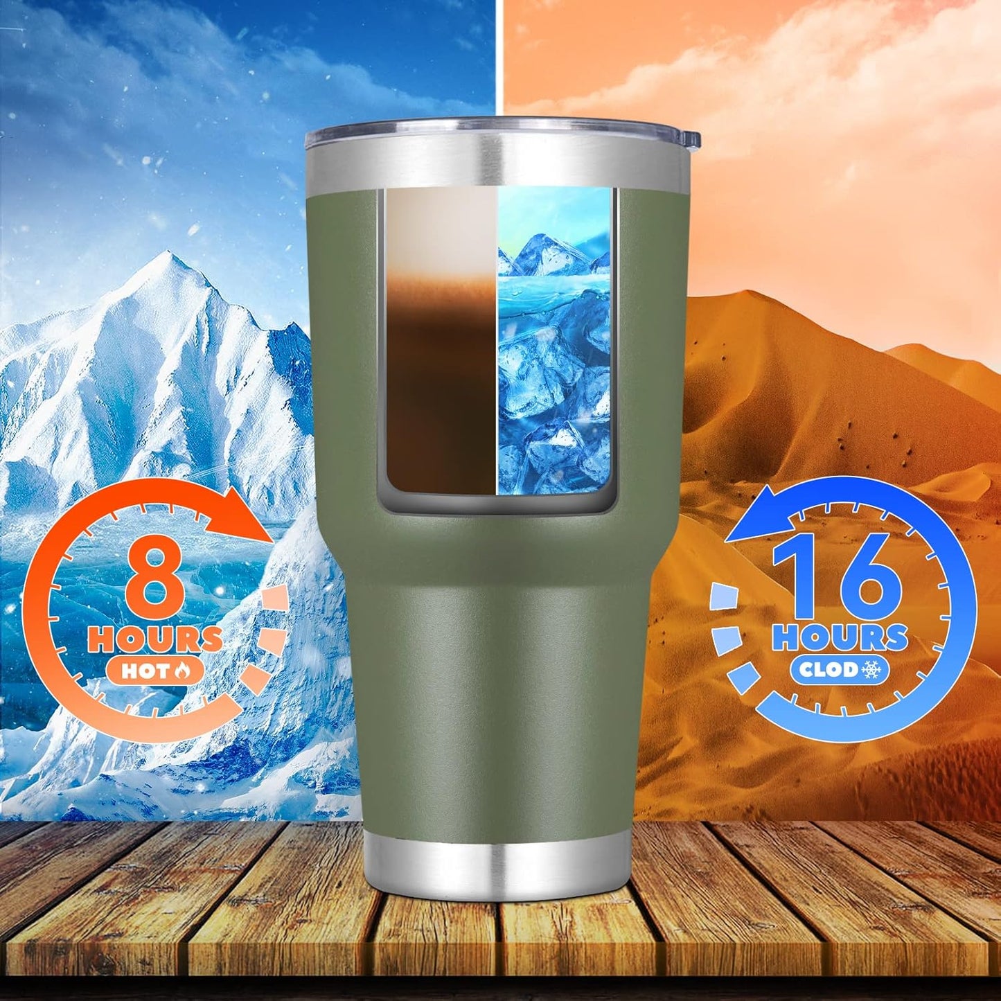 DOMICARE 30 oz Tumbler with Lid and Straw, Stainless Steel Tumblers Bulk, Insulated Vacuum Double Wall Travel Coffee Mug, Durable Powder Coated Tumbler Cups (Army Green, 12)