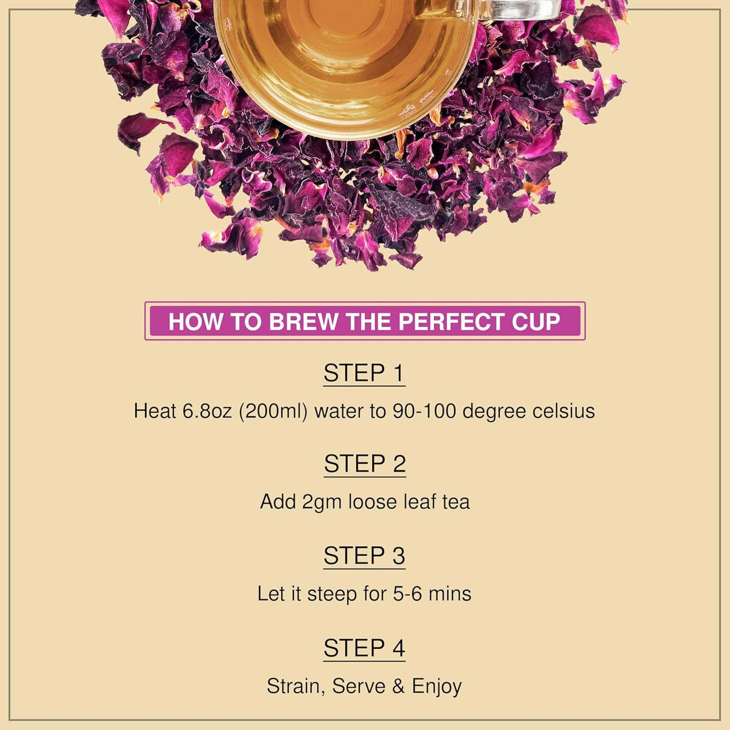 BREWIX, Pure Dried Rose Petals Loose Tea (25+ Cups,1.76oz/50g) Edible Flowers for Cocktails,Garnishing & Drinks, Tea,Baking,Desserts,Bread,Cake,Bath,DIY Skincare Edible Rose Petals in Resealable Bag