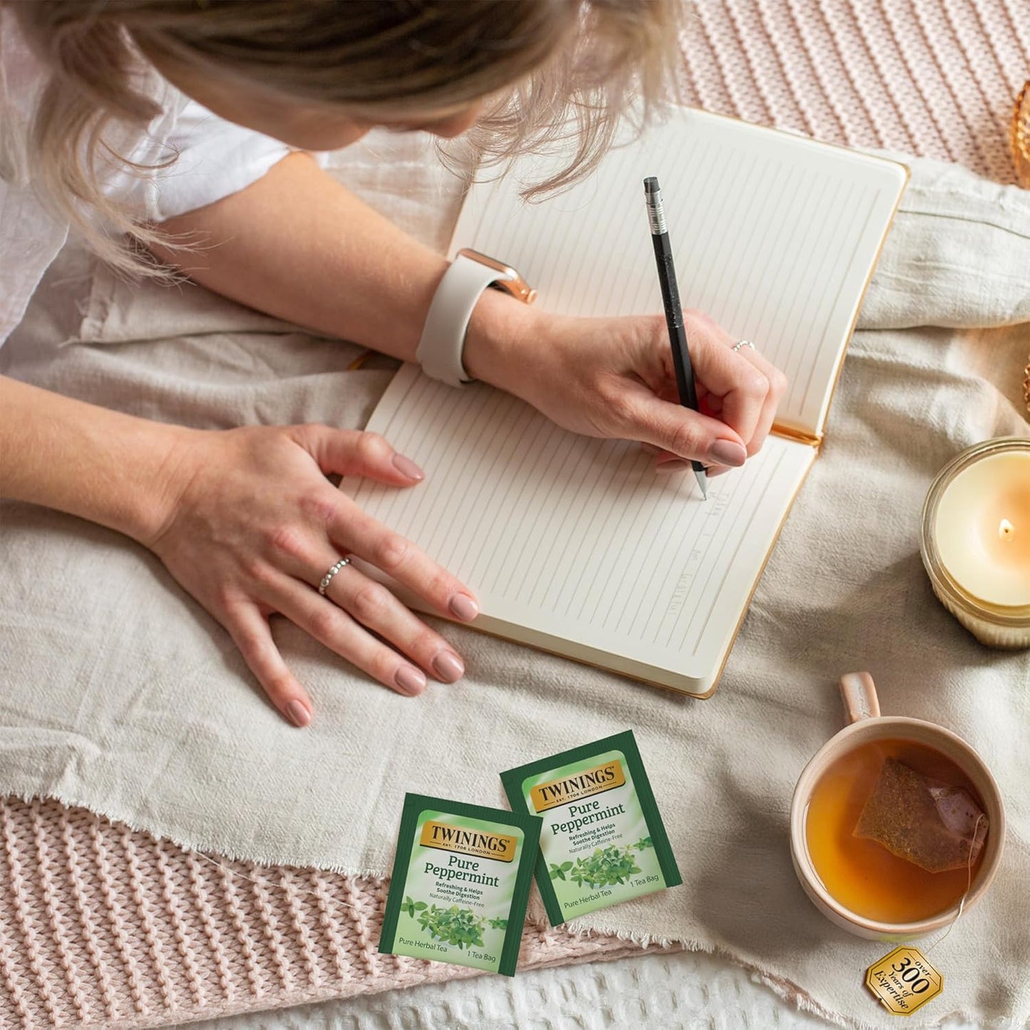 Twinings Pure Peppermint Herbal Tea Individually Wrapped Bags, 25 Count (Pack of 6), Fresh Minty Flavour, Naturally Caffeine-Free, Enjoy Hot or Iced, 150 Teabags