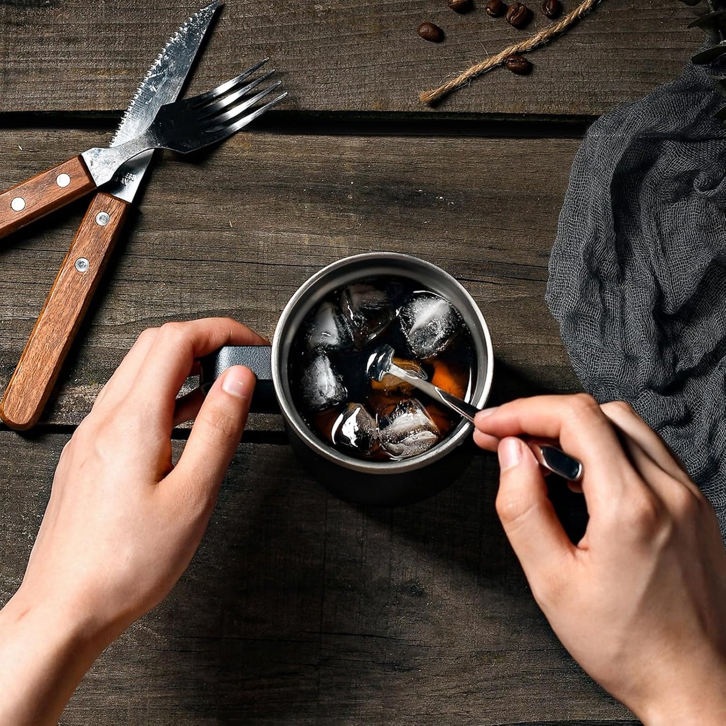 14 oz Stainless Steel Vacuum Insulated Tumbler with handle & MacSlider Lid, Dishwasher Safe & Spill Proof Coffee Cup, Travel Mug for Hot/Cold Drinks, Durable Design - Black