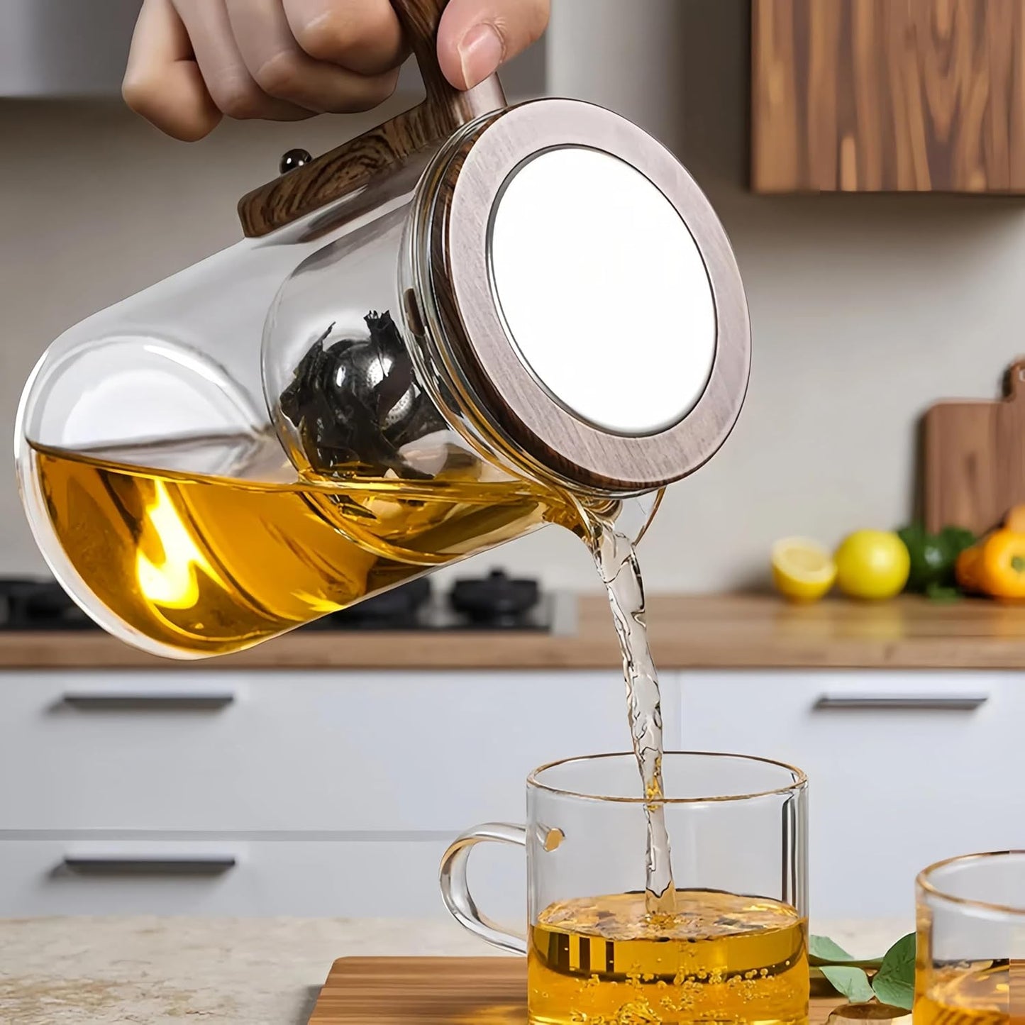 Enchanti Tea Pot, Creative Witchcraft Magic Glass Teapot, Detachable Loose Tea Glass Tea Infuser, Ideal for Tea Steeper-34oz (approx. 1000 ml)