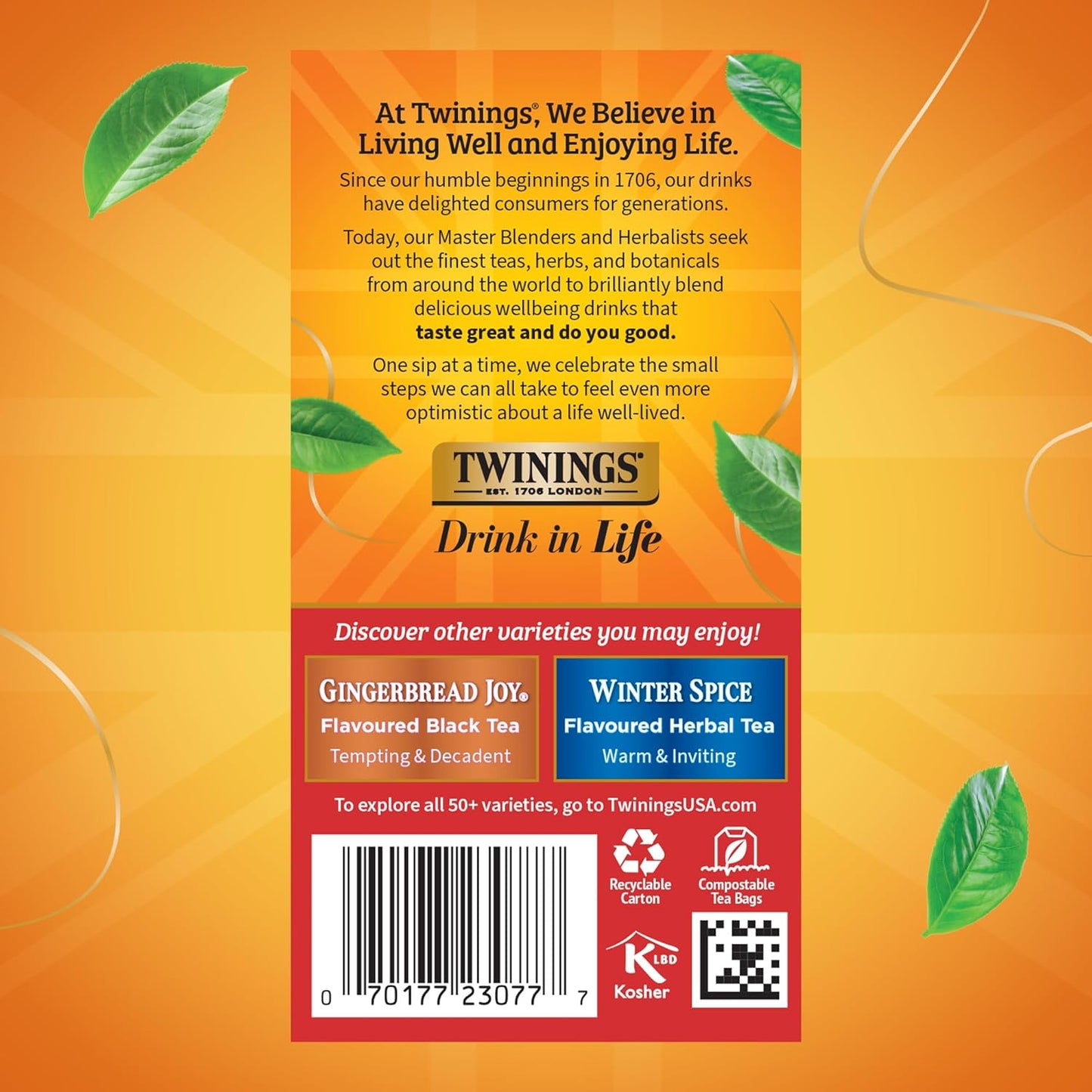 Twinings Christmas Black Tea Individually Wrapped Bags, 20 Count (Pack of 6), Aromatic Cinnamon & Clove, Caffeinated, Enjoy Hot or Iced, 120 Teabags