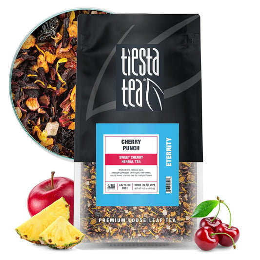Tiesta Tea - Cherry Punch, Loose Leaf, Sweet Cherry Herbal Tea, Premium Blend, Non-Caffeinated Fruit Blend, Hot or Iced Up to 200 Cups, 16oz Resealable Pouch