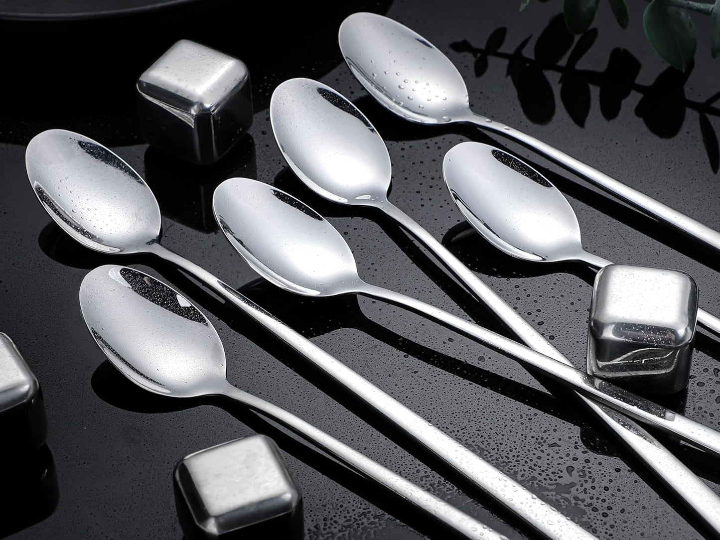 Ice Tea Spoon Set of 6 Stainless Steel Coffee Stirrers Spoons Cocktail Stir Sticks Spoons with Long Handle for Bar Coffee Cocktail