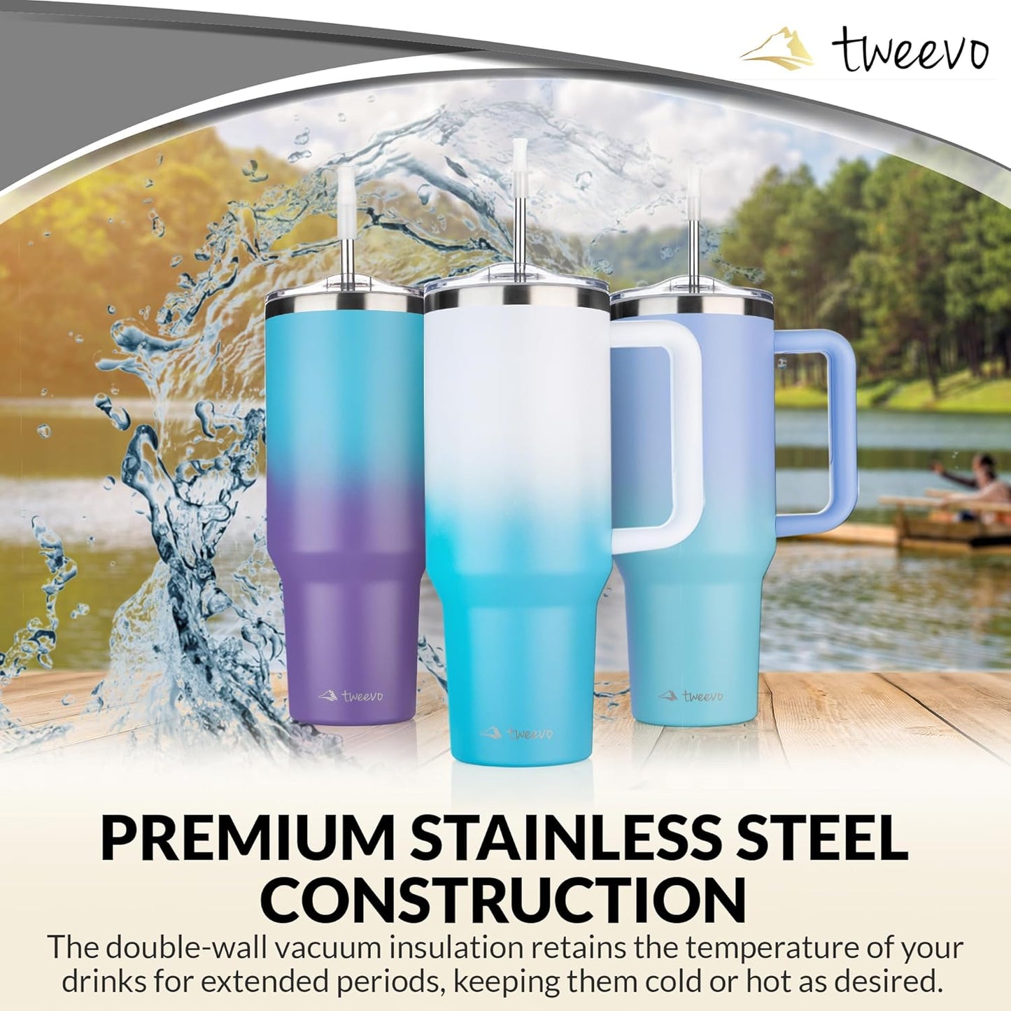 40 oz Tumbler With Handle and Straw Made of Stainless Steel - Double Wall Vacuum Insulated Tumbler With Lid - Sweat Proof Easy Grip, BPA-Free, Dishwasher Safe Tumbler (Amethyst)