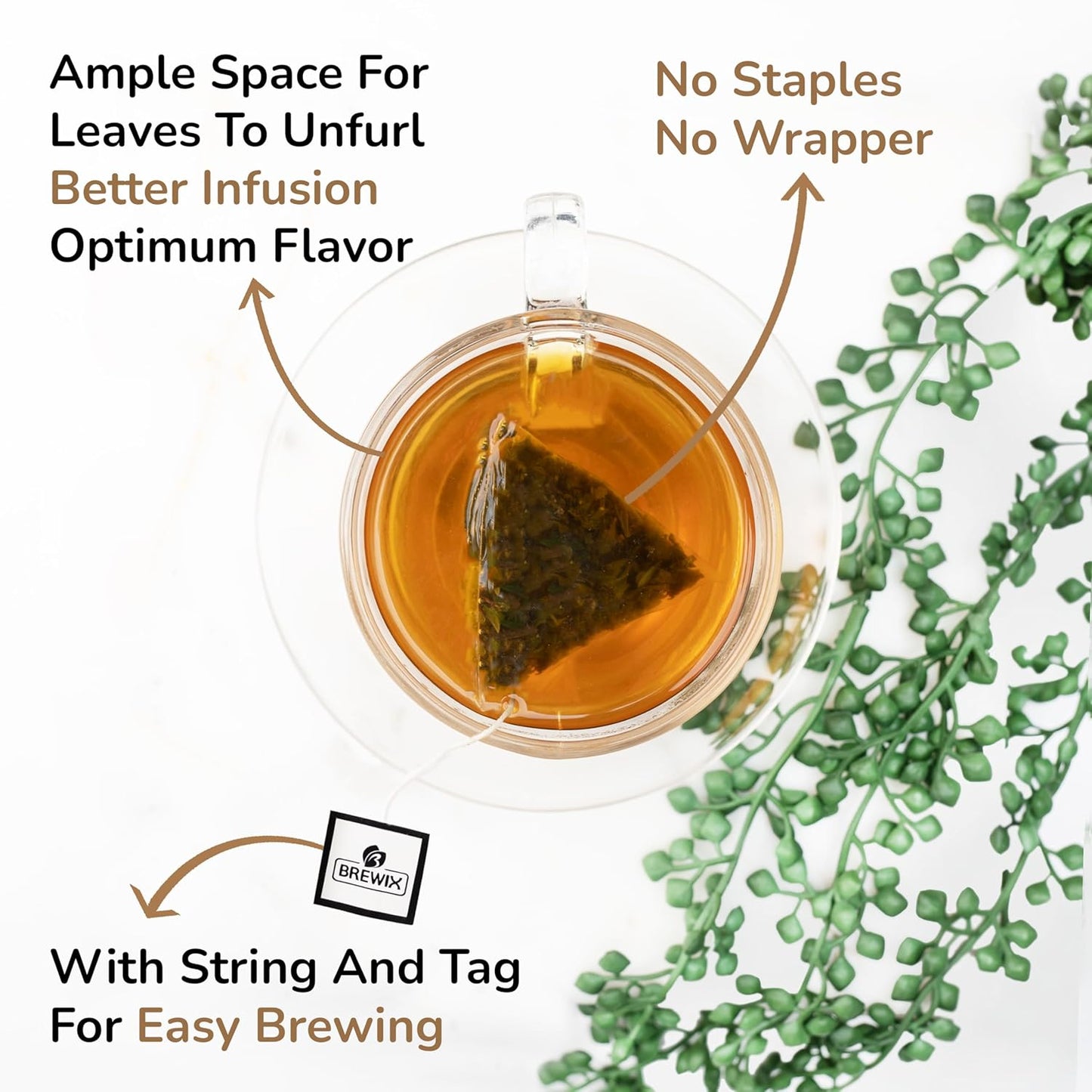 BREWIX, Perfect Mint Tea (20 Pyramid Tea Bags) | Soothing Mint Blend for Digestion Support & Daily Calm | Calming, Fresh and Cool | Caffeine Free Herbal Tea | No Sugar & No Caffeine | Spearmint and Peppermint