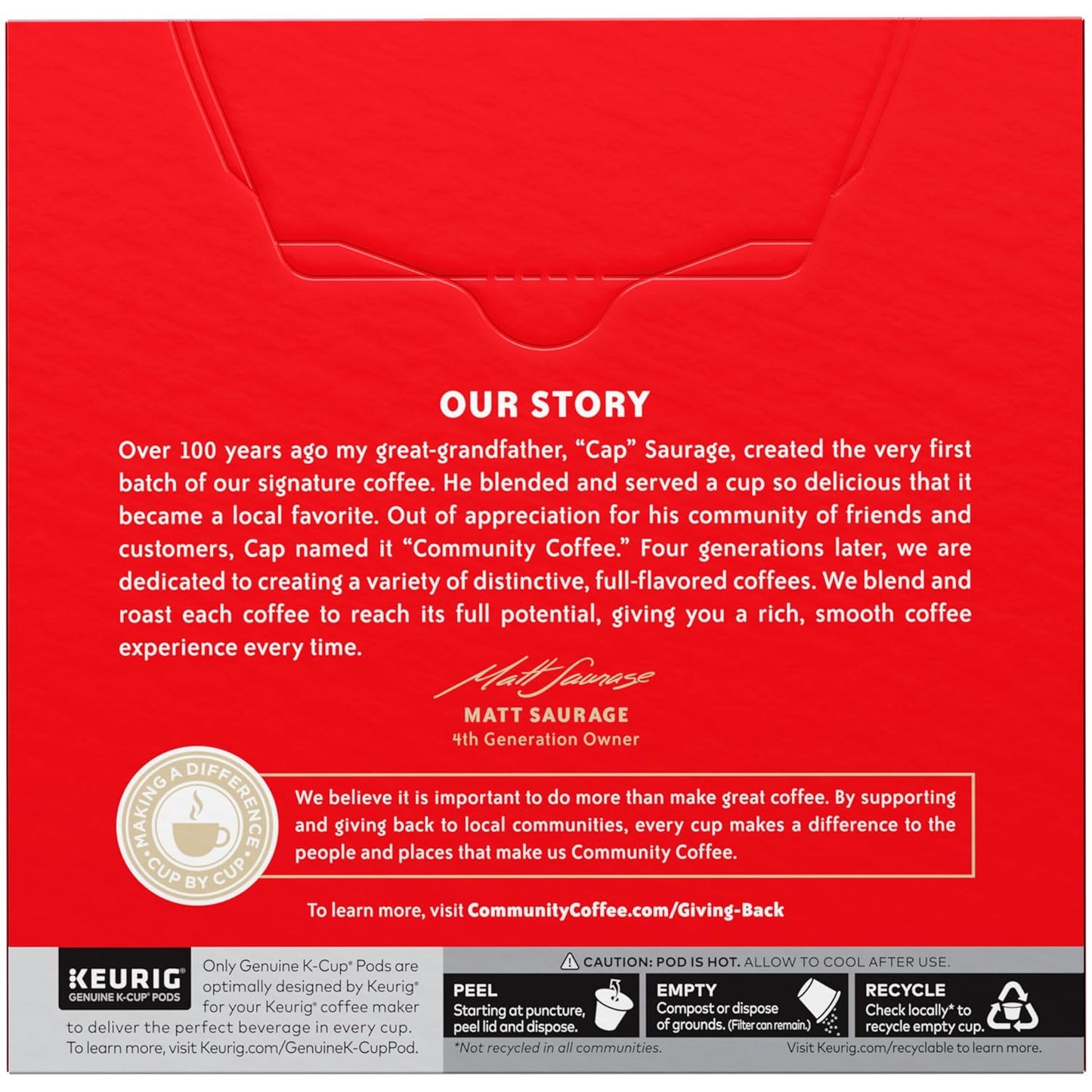 Community Coffee Signature Blend Dark Roast Single Serve Keurig K-Cup Pods 32 ct Box