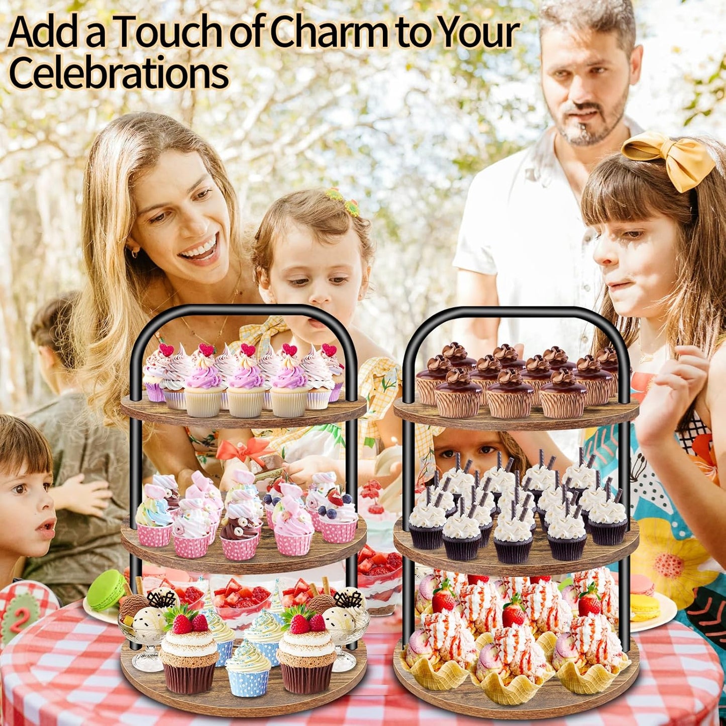 Cupcake Stand, Wooden Cupcake Stand for 100 Cupcakes 3 Tier Large Dessert Table Display Set Cupcake Tower Tiered Tray Stand Serving Tray for Party Supplies Vendor Display Farmhouse Decor