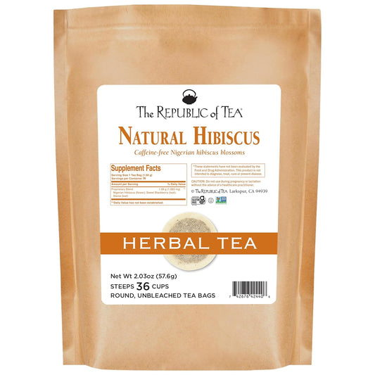 The Republic of Tea Natural Hibiscus Superflower Herbal Tea, Ruby Red Hibiscus Fine Blend, 36 Tea Bag Refill