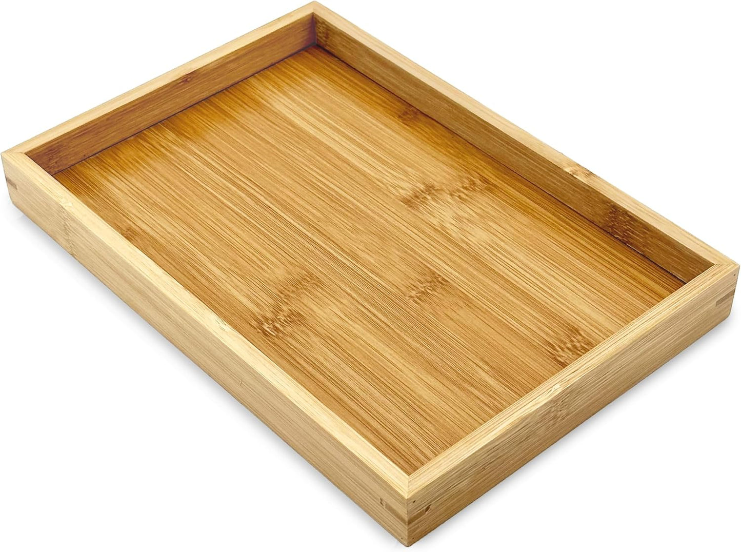 Bam & Boo - Natural Bamboo Serving Tray Modern Rectangular - for Food, Drinks, Decor, Vanity in Home, Kitchen, Bathroom, Coffee Table, Bed(Small, 11” x 7.5" x 1.2")