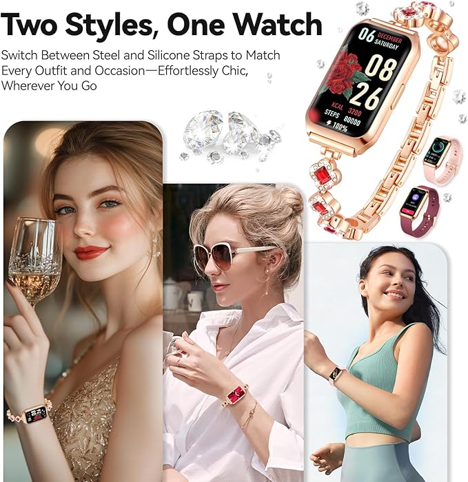 Smart Watches for Women,Fitness Tracker Watches with Sleep Monitor/Heart Rate/Blood Oxygen,IP68 Waterproof FitnessTracker with Long Battery Life,Excellent Appearance Design for Android/iOS Phones