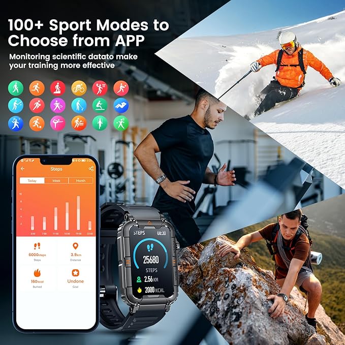 Smartwatch for Men Fitness Tracker Watch: Smart Watch with Answer/Make Call Heart Rate Blood Pressure Sleep Monitor Step Counter 100+ Sports Modes Waterproof 1.57" Activity Trackers for Android iOS