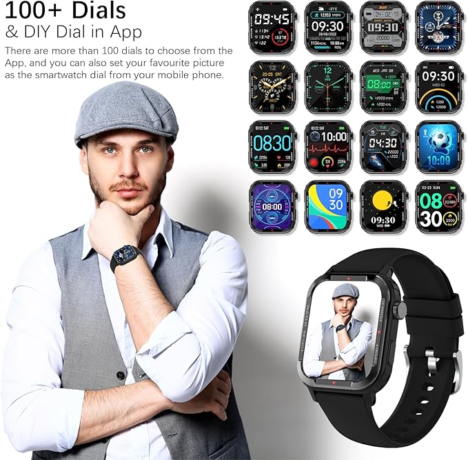 Smart Watches for Men (Answer/Make Call), Fitness Tracker with 123 Sport Modes, Heart Rate Monitor, Spo2, Step Counter, Sleep Tracker, IP68 Waterproof Sports Watch, Fitness Watch for iPhone ＆ Android