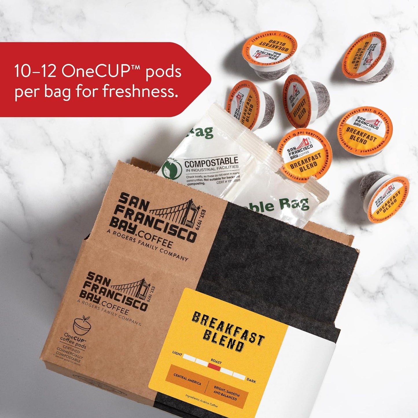 San Francisco Bay Compostable Coffee Pods - Breakfast Blend (36 Ct) K Cup Compatible including Keurig 2.0, Medium Roast