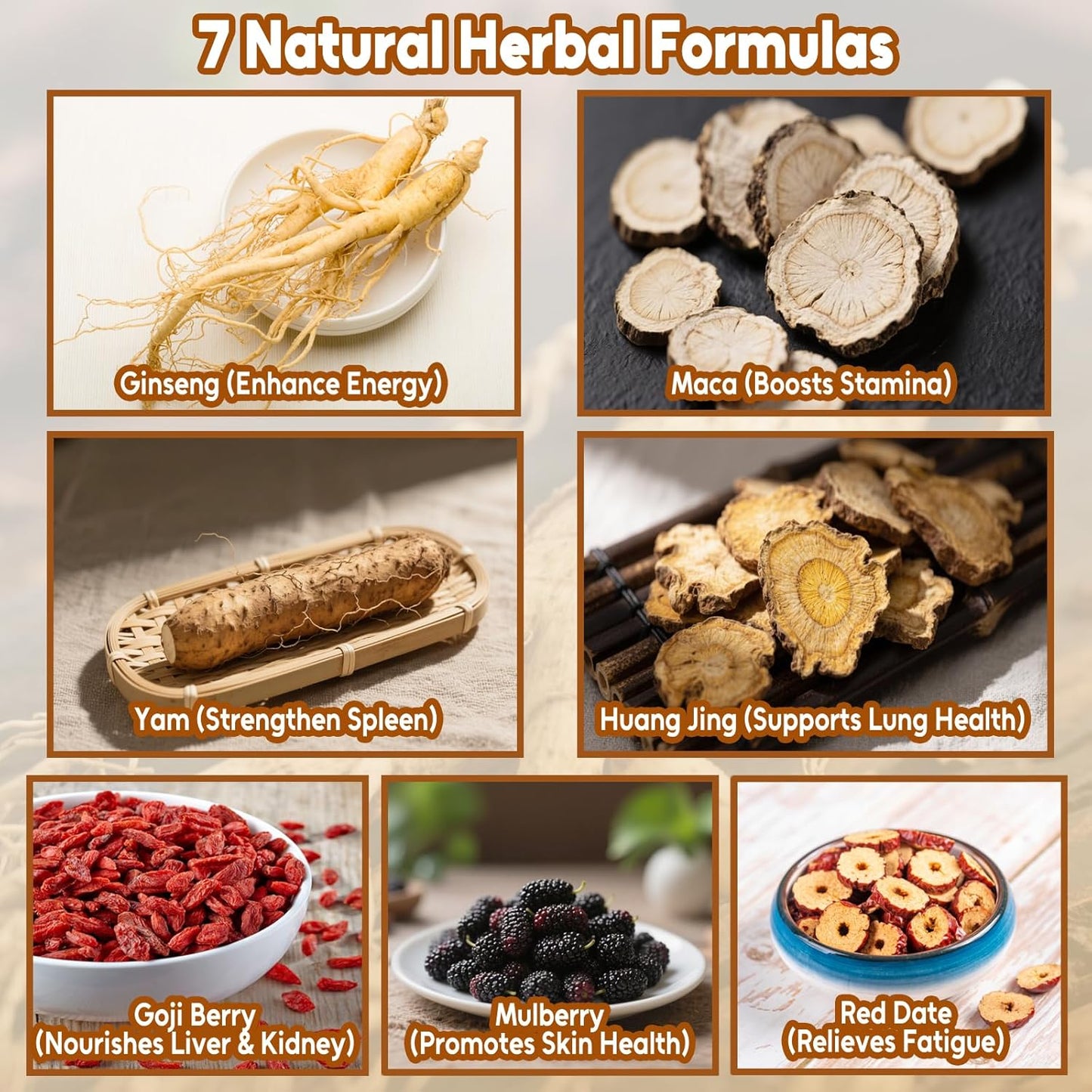 TEARELAE - Ginseng Six Treasure Tea - 10g x 25 Count - Traditional Chinese Herbal Tea for Kidney & Liver Support, 7 Precious Ingredients - Natural Herbal Blend for Daily Wellness - Caffeine-free