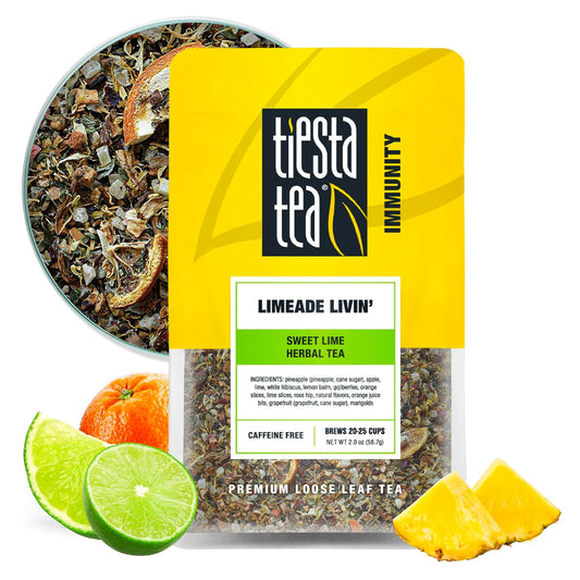 Tiesta Tea - Limeade Livin, Loose Leaf, Sweet Lime Herbal Tea, Non-Caffeinated Fruit Blend, Make Hot or Iced Up to 25 Cups, 2 oz Resealable Pouch