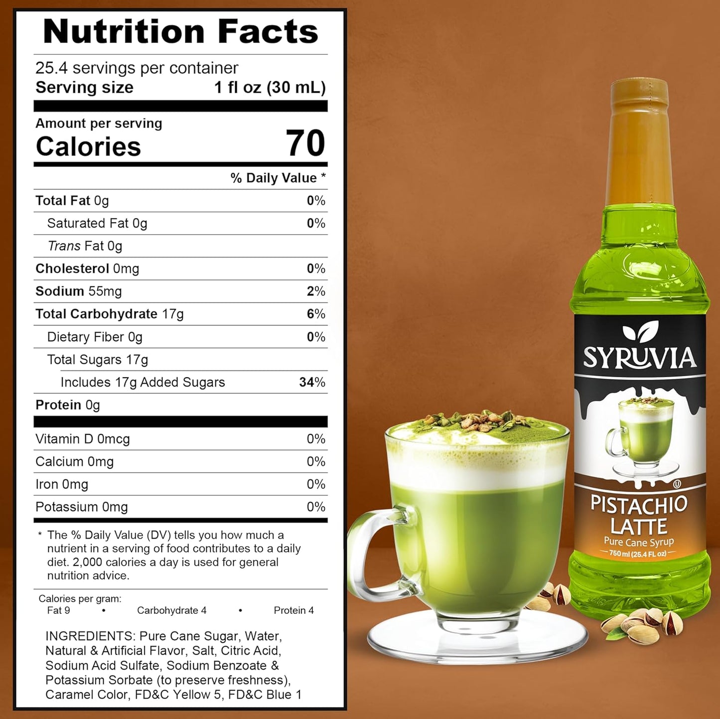 Syruvia Pistachio Latte Syrup & Cinnamon Oatmeal Cookie Syrup - 25.4 fl oz. Premium Coffee Flavoring Syrup. Kosher, & Gluten-Free. Perfect for Enhancing Drinks, Smoothies, Shakes, Desserts, & More.