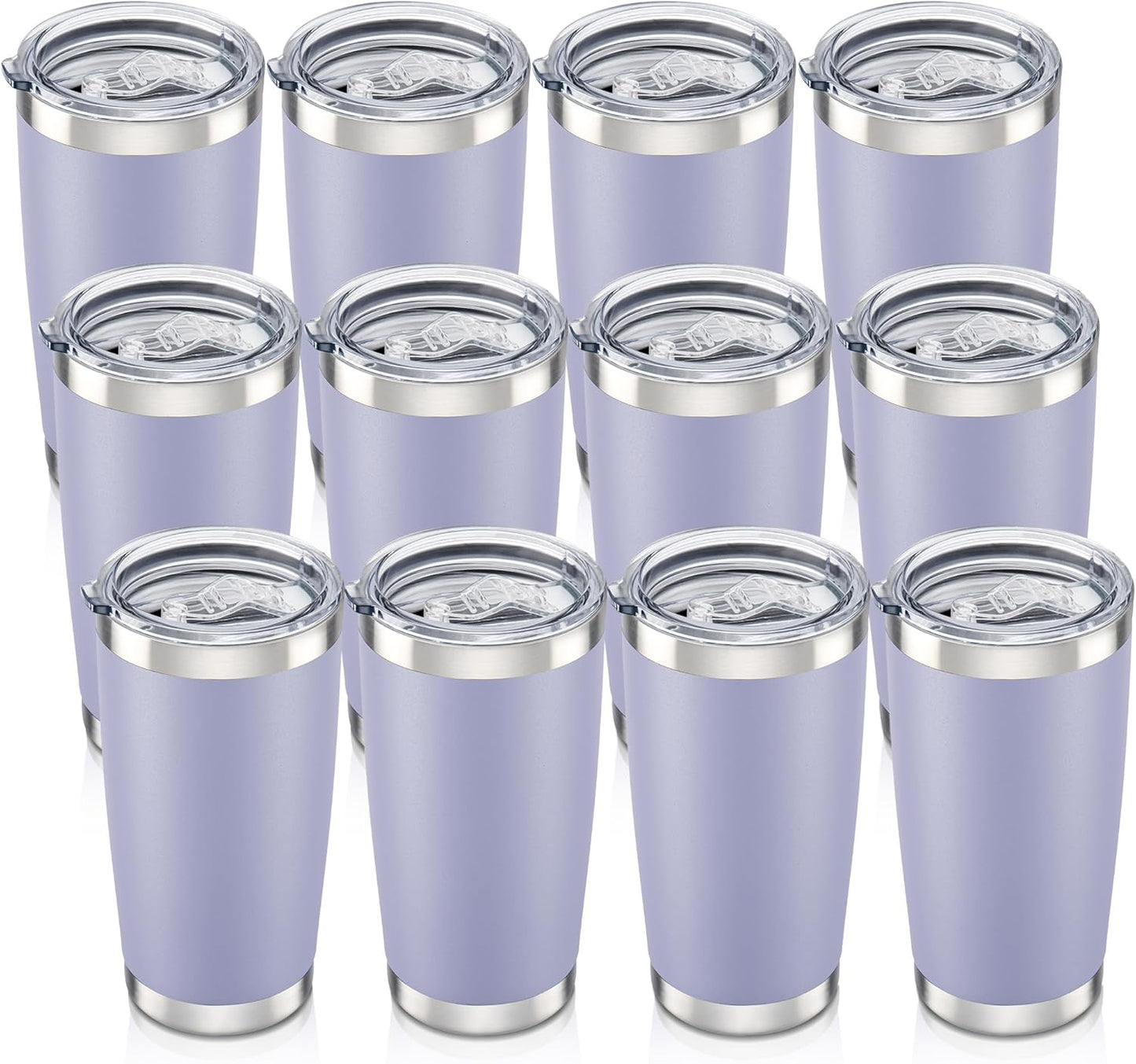 20 oz Tumbler with Lid Stainless Steel Insulated Tumblers Bulk Double Wall Vacuum Cups Powder Coated Travel Mug Keep Drinks Cold and Hot, Cosmic Lilac, 12 Pack