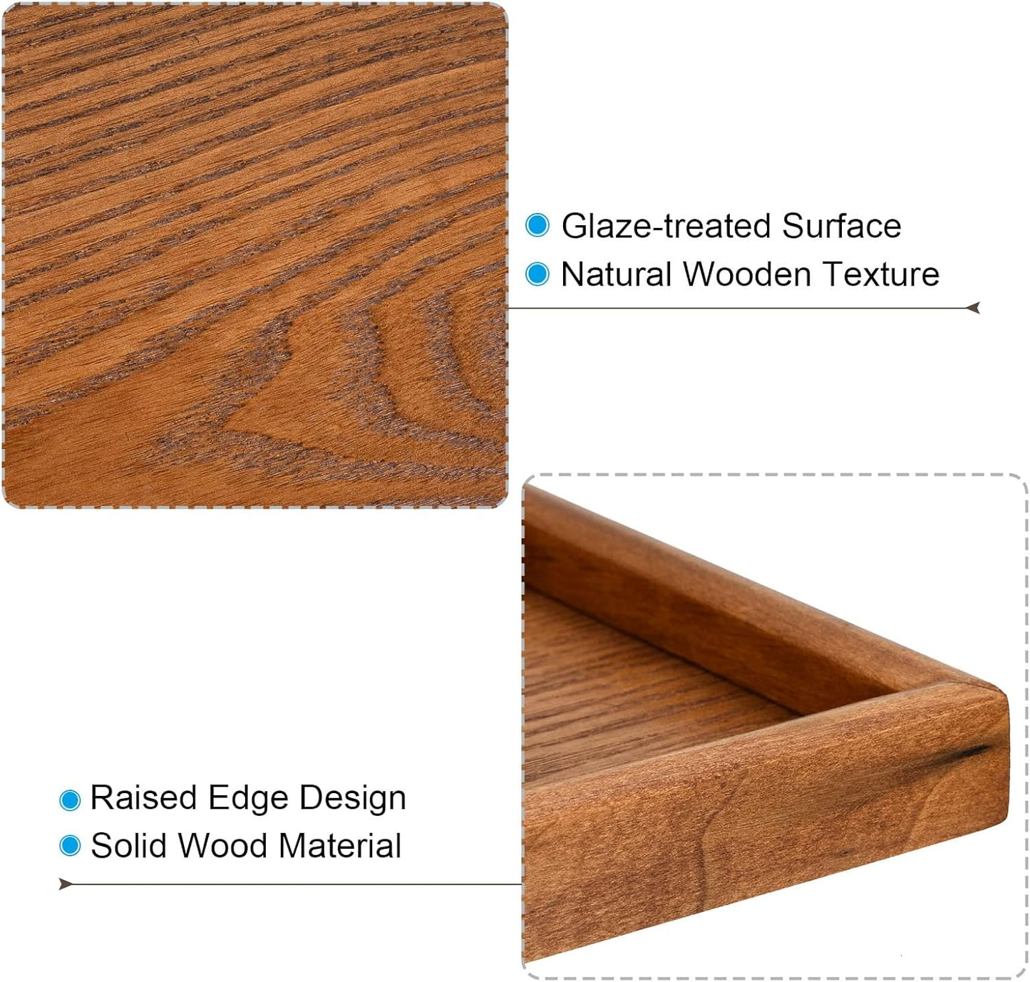 PATIKIL Wood Serving Tray 10x7 Inch Outer Base, Rectangular Decorative Platter for Home Decor Kitchen Table Candle Holder, Brown