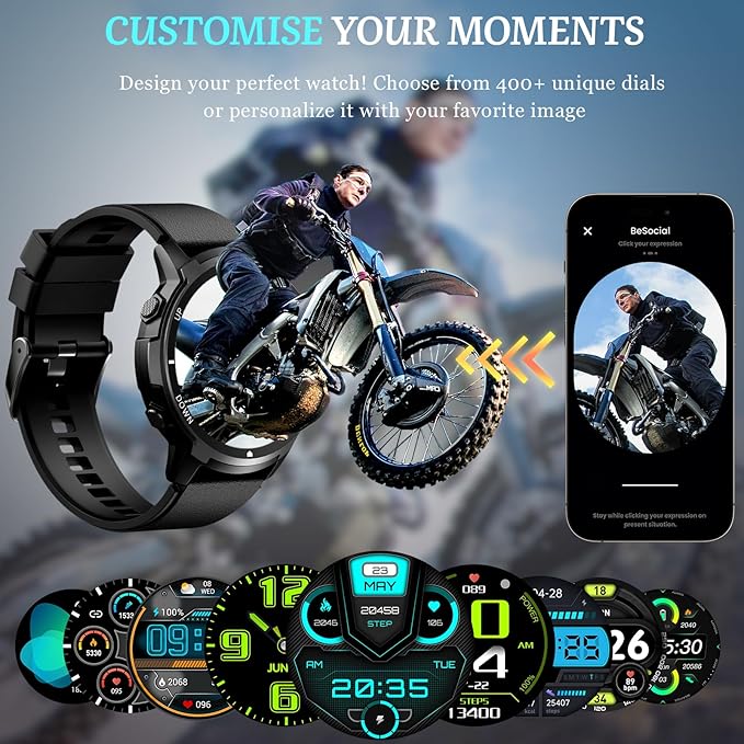 Smart Watch for Men- Bluetooth Call, 2025 Military Waterproof Fitness Sleep Tracker Watch with 110 Sports Modes, Smartwatch for Samsung Android iPhone iOS Compatible