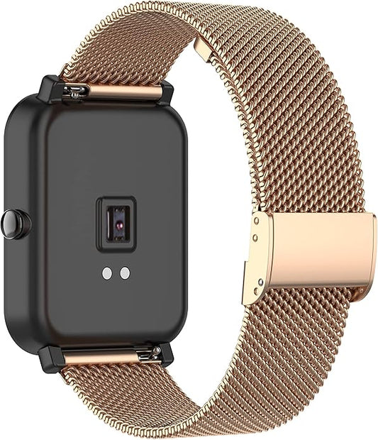 Adjustable Band Compatible with Lyaarka Watch Band for Women&Men Metal Mesh Stainless Steel Wristbands Bracelet Loop Strap Replacement Bands for Lyaarka Smartwatch (RoseGold)