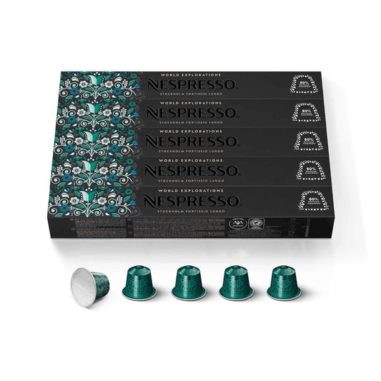 Nespresso Capsules Original Line, Stockholm Fortissio Lungo, Dark Roast Coffee, 50 Count Coffee Pods