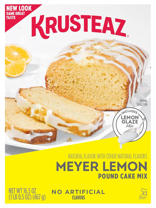 Krusteaz Meyer Lemon Pound Cake Mix with Lemon Glaze Mix, 16.5-Ounce Box (Pack of 12)