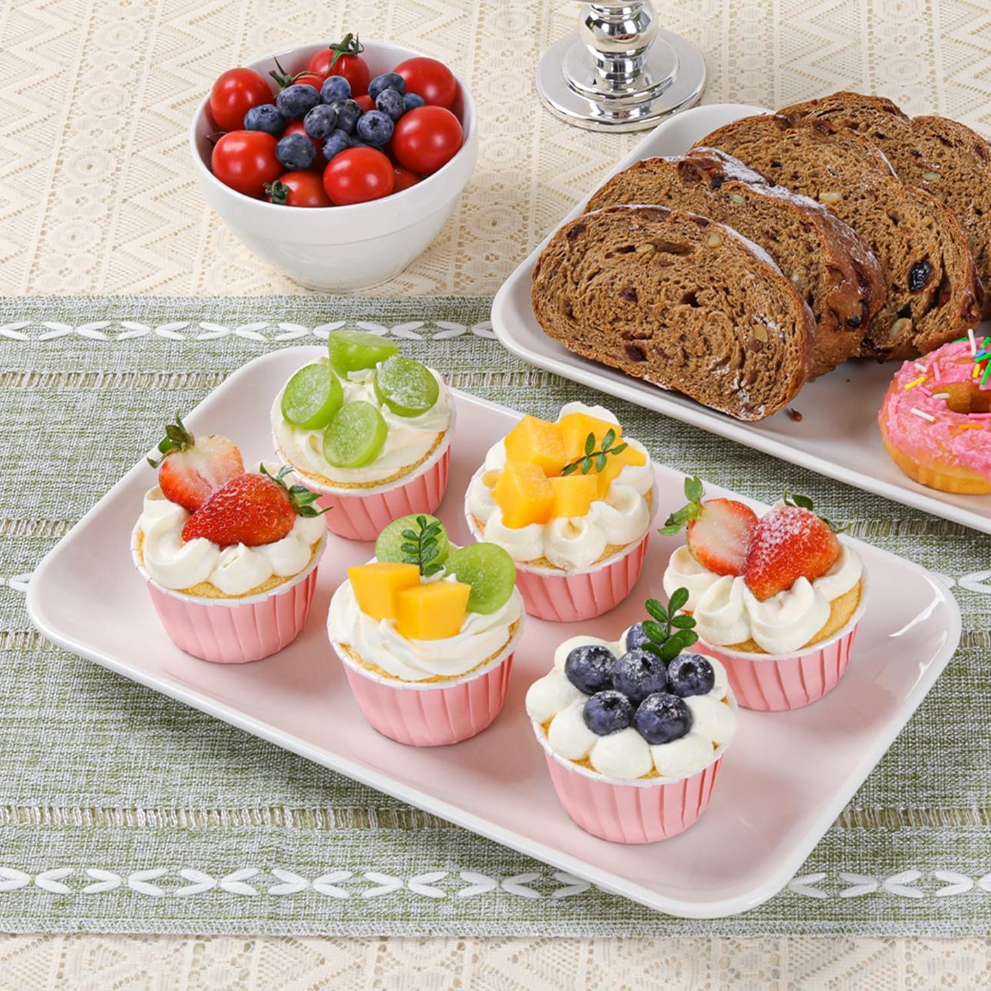 HAPPY KIT 12 Inch 2 Tier Serving Tray,Tiered Tray Stand with Freely Combinable Rack,Serving Platter for Appetizer Steak Chips Dessert, Black