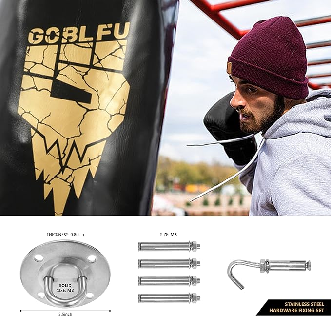 Hanging Punching Bag for Adults, 4ft PU Heavy Unfilled Boxing Bag Set with 10OZ Boxing Gloves for Kickboxing Boxing Karate Home Gym