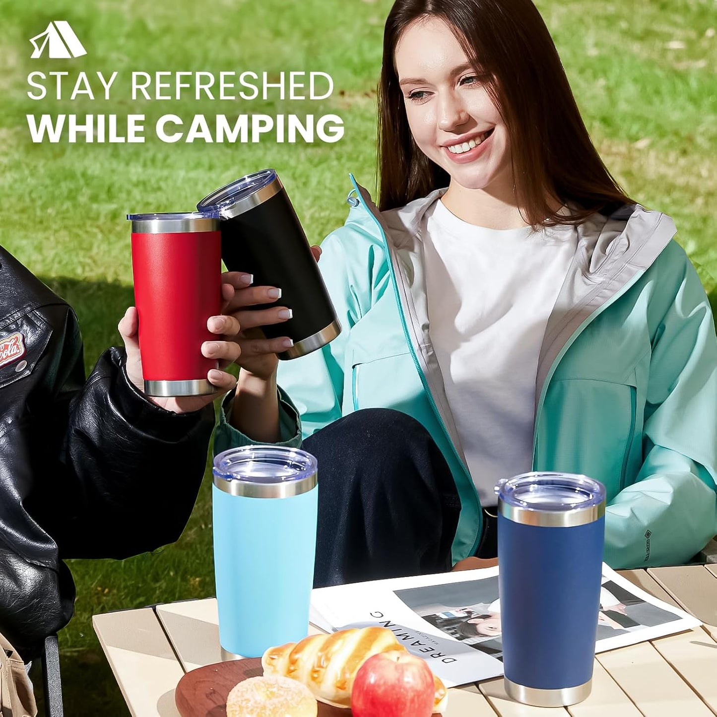 MEWAY 20oz Tumbler 12 Pack Double Wall Vacuum Insulated Travel Mug Bulk, Stainless Steel Tumblers with Lid and Straw, Durable Powder Coated Coffee Cups for Cold & Hot Drinks (Black, 12)