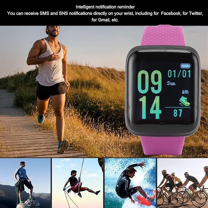 Smart Watch Fitness with Monitor Sleep, Sports Modes Activity Step Calorie Counter, IP65 Waterproof for Andriod iOS Women Men (Pu rple)