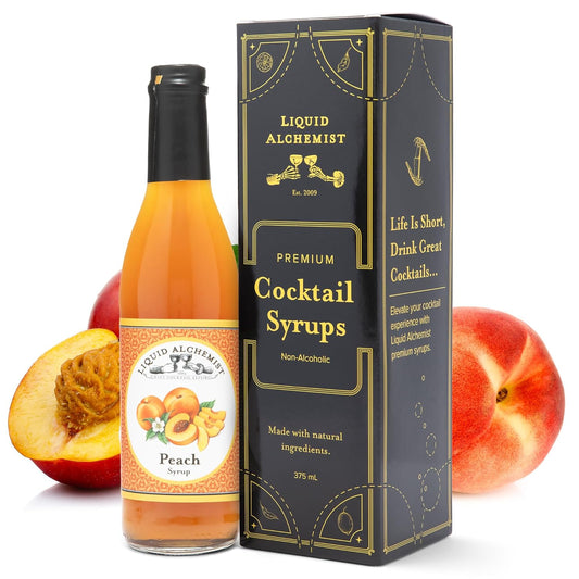 Liquid Alchemist Peach Syrup for Drinks - Real Ingredients Make our Peach Puree for Cocktails a Perfect Bellini Mix - Our Flavored Syrup is Non-GMO & Vegan (12 oz)