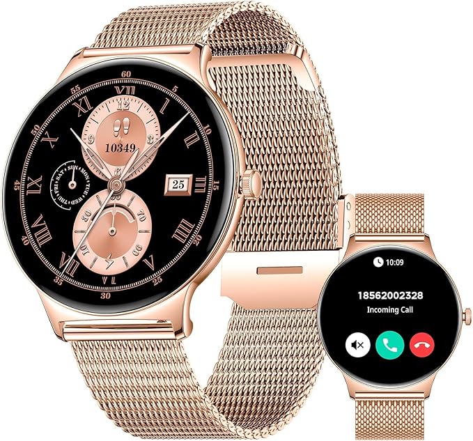 SOUYIE Smart Watches for Women, 1.43" AMOLED Display Fitness Tracker with Bluetooth Make/Answer Call, Heart Rate/SpO2/Sleep Monitor, 100+ Sports Modes, IP67 Waterproof Smartwatch for Android iPhone