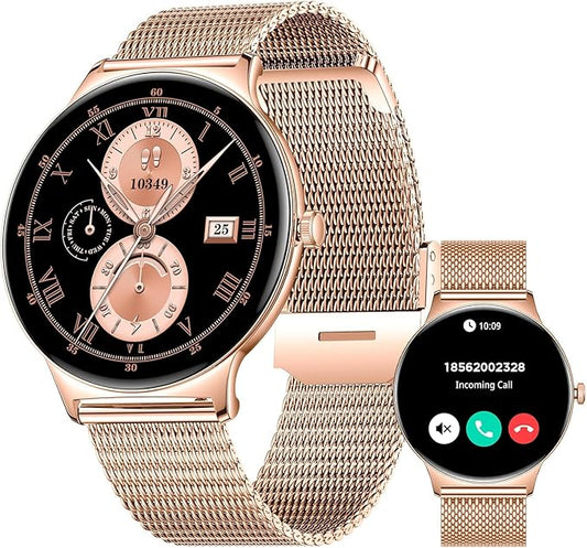 SOUYIE Smart Watches for Women, 1.43" AMOLED Display Fitness Tracker with Bluetooth Make/Answer Call, Heart Rate/SpO2/Sleep Monitor, 100+ Sports Modes, IP67 Waterproof Smartwatch for Android iPhone