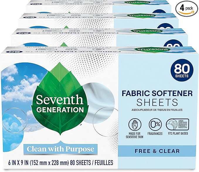 Seventh Generation Dryer Sheets Fabric Softener Free & 80 Sheets 4)