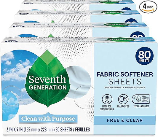 Seventh Generation Dryer Sheets Fabric Softener Free & 80 Sheets 4)