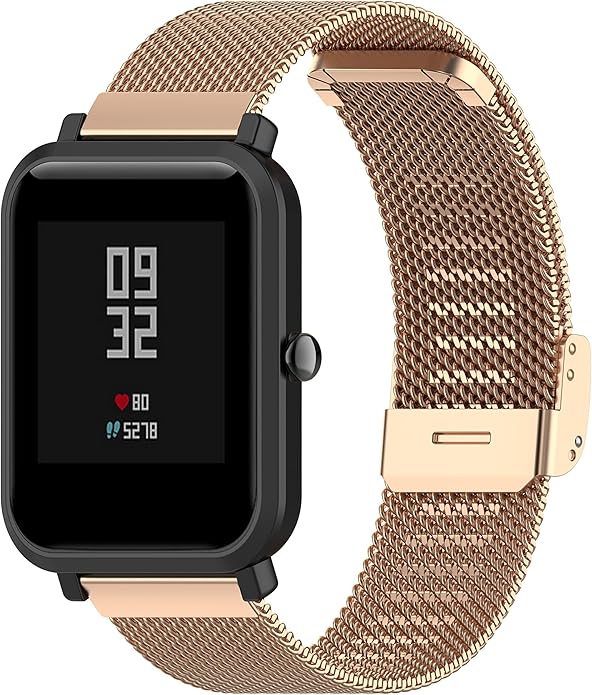 Adjustable Band Compatible with Lyaarka Watch Band for Women&Men Metal Mesh Stainless Steel Wristbands Bracelet Loop Strap Replacement Bands for Lyaarka Smartwatch (RoseGold)