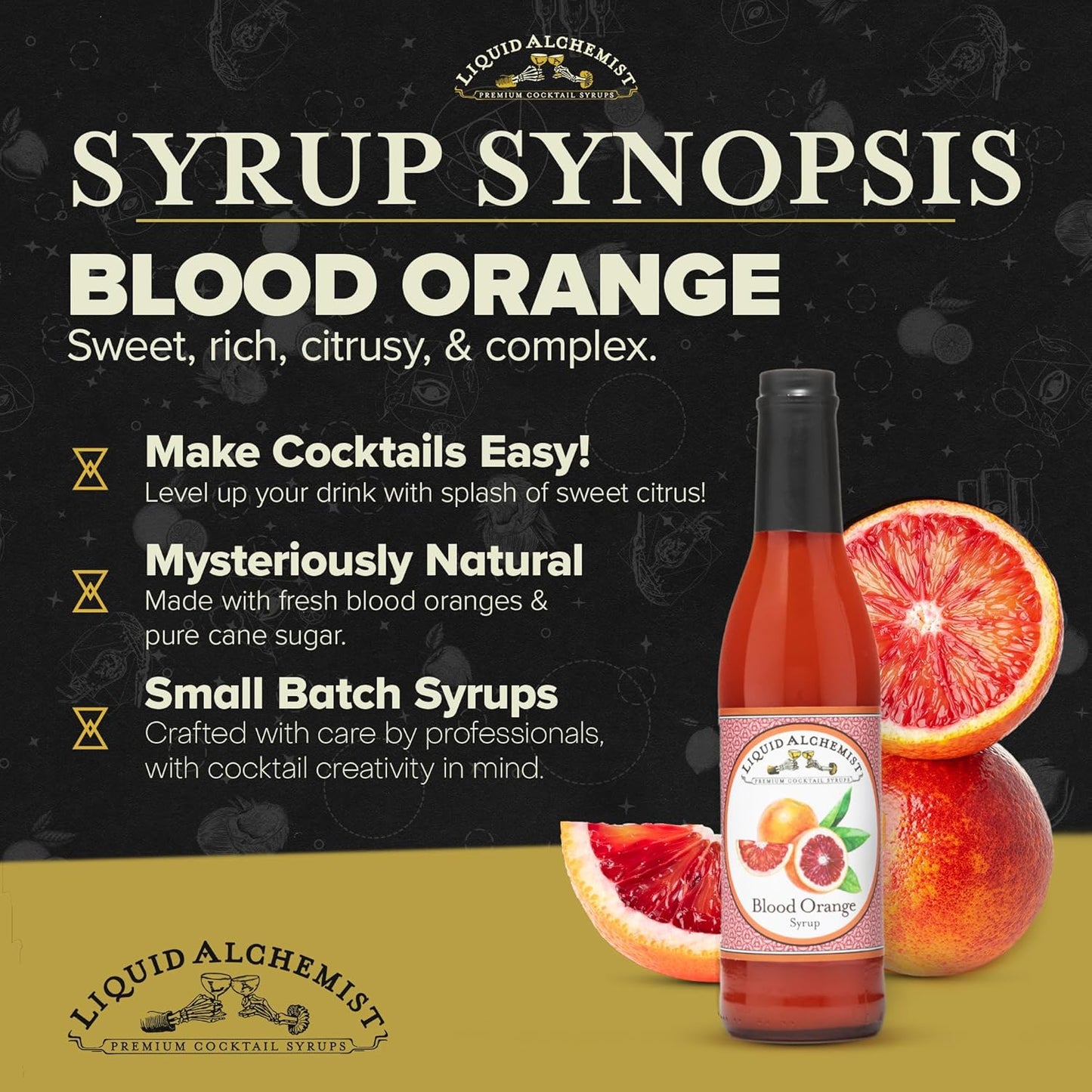 Liquid Alchemist Blood Orange Syrup for Cocktails - Real Ingredients Make this the Perfect Winter Cocktail or Margarita Mix - Non-GMO Blood Orange Sour Mix (25 oz)