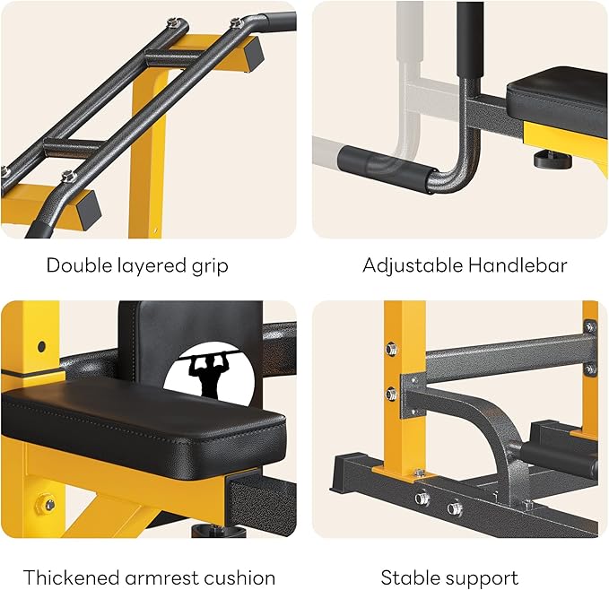 SogesHome Power Tower Pull Up Bar and Dip Stand 10 Adjustable 500LBS