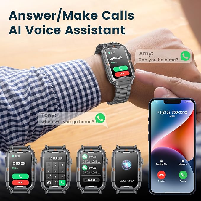 Smartwatch for Men Fitness Tracker Watch: Smart Watch with Answer/Make Call Heart Rate Blood Pressure Sleep Monitor Step Counter 100+ Sports Modes Waterproof 1.57" Activity Trackers for Android iOS