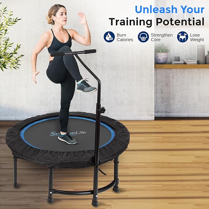 SereneLife 40"/48" Foldable Mini Trampoline - Compact Fitness 264 lbs