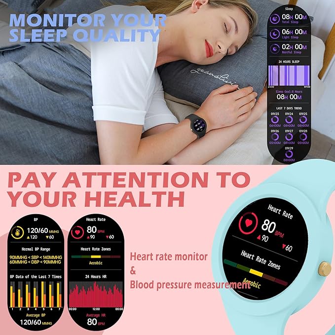 Smart Watch for Women Ladies Smartwatch for Android iOS Phones Heart Rate Sleep Tracker Fitness Watch 123+ Sports Modes Pedometer Calorie Counter