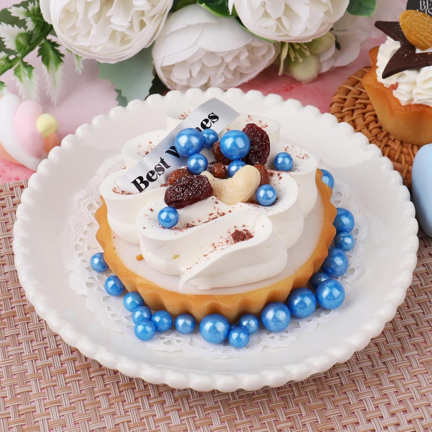 Royal Blue Sprinkles for Cake Decorating, 6 Sizes Mix 4.6 oz Edible Pearl Sugar Cupcake Ice Cream Topping for Wedding Parties Christmas Baking Supplies