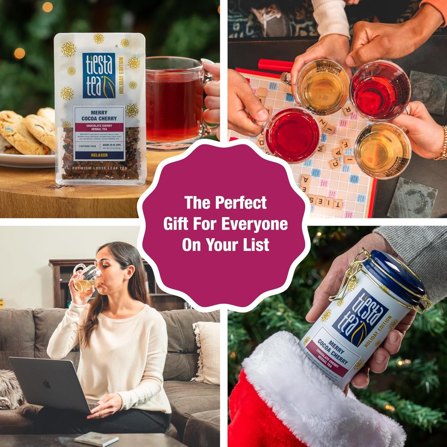 Tiesta Tea - Merry Cocoa Cherry Loose Leaf Tea, Chocolate Cherry Herbal Blend, Non-Caffeinated, Brew Hot or Iced, Makes up to 25 Cups, Resealable Bulk Pouch, 2 Ounce