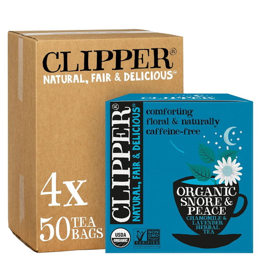 Clipper Tea Snore and Peace Chamomile & Lavender Herbal Tea – Caffeine Free, USDA Organic, Great Hot or Iced – Comfortingly Floral, Natural, Fair & Delicious – 200 Tea Bags
