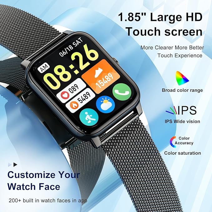 Smart Watch for Men Fitness Tracker: Waterproof Smart Watches for Women Digital Mens Watches Make/Answer Call Running Smartwatch Android Phone iPhone Samsung Compatible Heart Rate Monitor