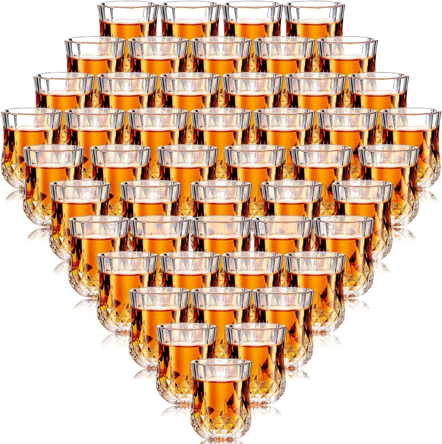 Meanplan 1.7oz Mini Shot Glasses Set Tasting Glasses Heavy Base Clear Shot cup Cute Cordial Mini Wine cups for Serving Whiskey, Wine, Juice(48 Pcs)