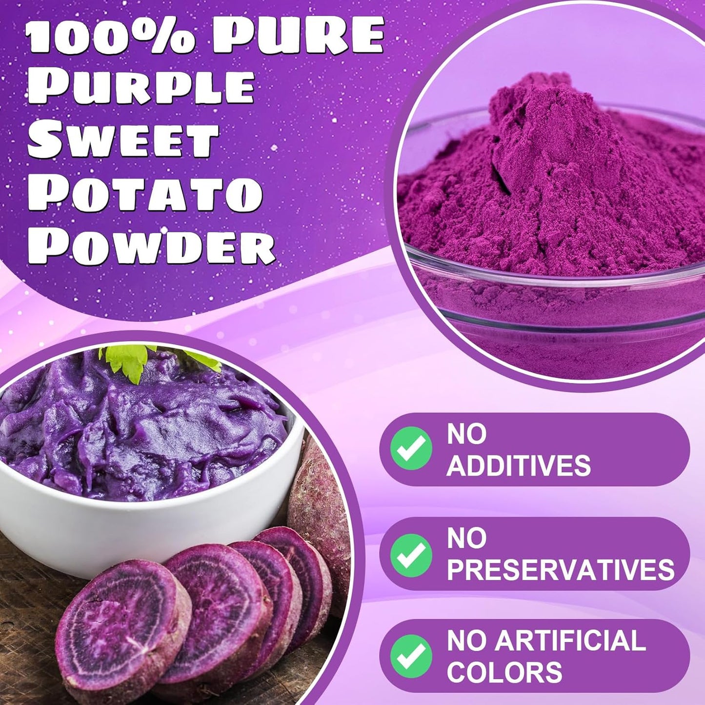 Purple Sweet Potato Powder - Kiigfood 5.3 oz/150g Pure Natural Premium Purple Food Coloring Powder for Smoothies, Baking, Juices, Pasta - Gluten-Free, No Additives, Vegan, Non-GMO