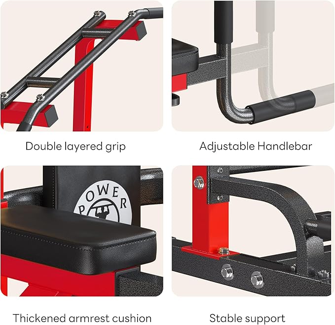 SogesHome Power Tower Pull Up Bar and Dip Stand 10 Adjustable 500LBS