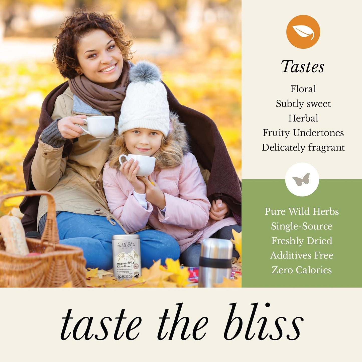 Wild Bliss Organic Elderflower Tea – Immune and Respiratory Support - Caffeine Free Loose Leaf Elder Flowers - 2.11 Ounces - 24 Servings